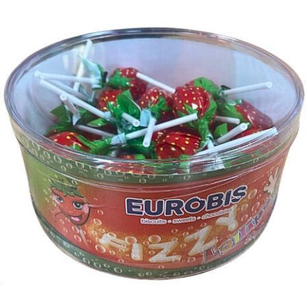 Fizzy Lollipops 350g - Aardbei Lolly's - Met Aardbeismaak - 25 Stuks