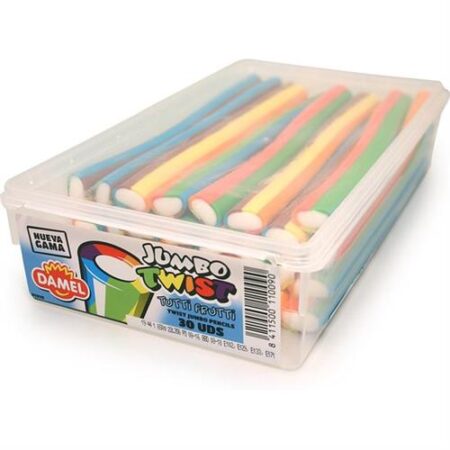 Damel Jumbo Twist kleurrijke fruitsticks – 30 stuks – 1,65 kg