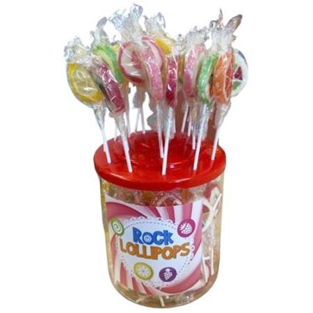 Rock Lollipops 1,190kg - Lolly's Met Fruitsmaak - Apart Verpakt - Display Verpakking