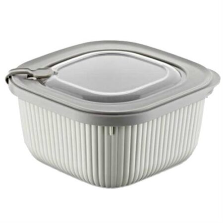 Dunya Bewaardoos Microline 600ml – Grijs met deksel en ventilatielipje