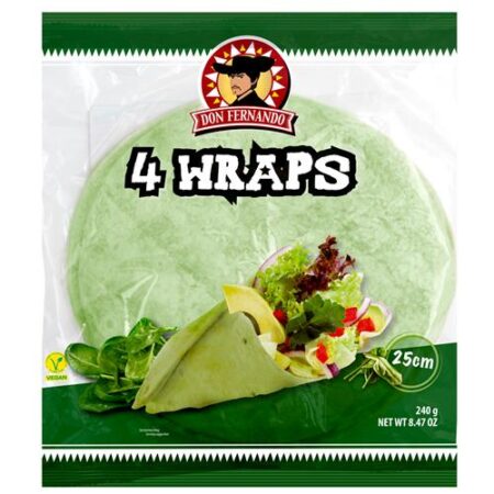 Don Fernando 4 Wraps Van Spinazie 240g – 25cm – Vegan