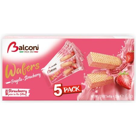 Balconi Wafels Aardbei – Apart verpakt 5x45g