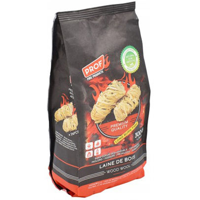 Houtwol BBQ natuurlijk aanmaakmateriaal 300g verpakking 24 stuks
