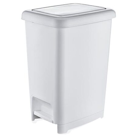 Dunya pedaalemmer Slim 60 liter wit met pedaal en klepdeksel