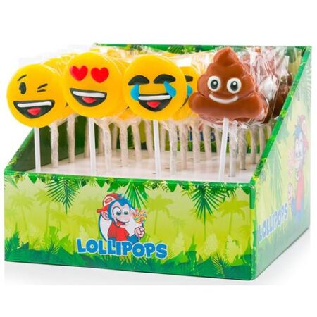 Mini Emoji Lollys Pops 1 stuk vrolijke emoji snoep lolly