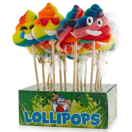 Rainbow Poo Pops Lolly 65g 1 stuk assorti emoji gezichtjes