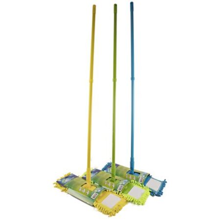 Cleany vlakmop met stok in groene kleur – compacte schoonmaakmop met uitwringsysteem