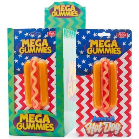 Mega Gummies American Hot Dog 120g 1 stuk grote gummy hotdog snoep