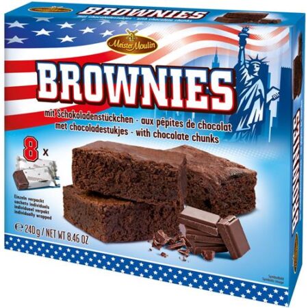 Meister Moulin Brownies Met Chocoladestukjes Apart Verpakt 8 Stuks