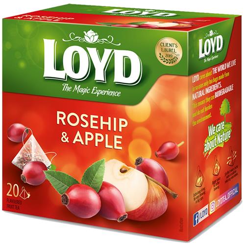 Loyd Fruitthee Rosehip & Apple – 20 Pyramide Theezakjes – Rozenbottel & Appelsmaak