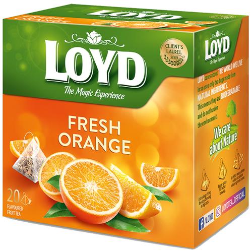 Loyd Fruitthee Fresh Orange – 20 Pyramide Theezakjes – Sinaasappelsmaak