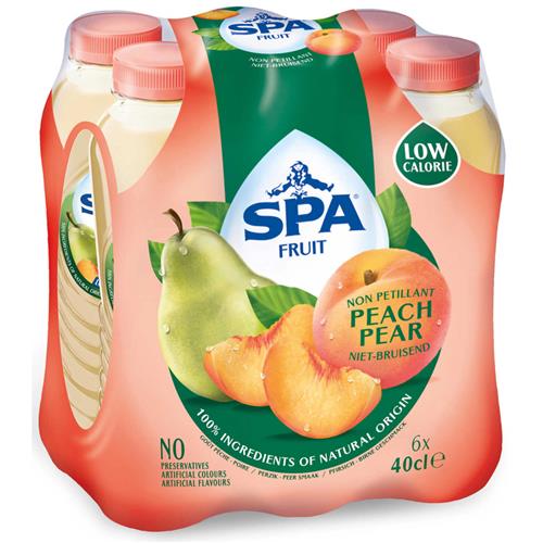 Spa Fruit Peach Pear 6x40cl | Verfrissende Vruchtendrank Multipack