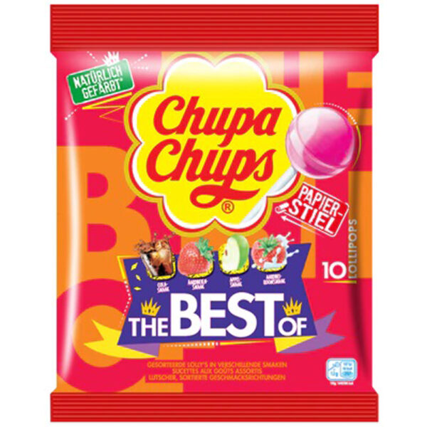 Verpakking van Chupa Chups lolly's 10 stuks met verschillende smaken