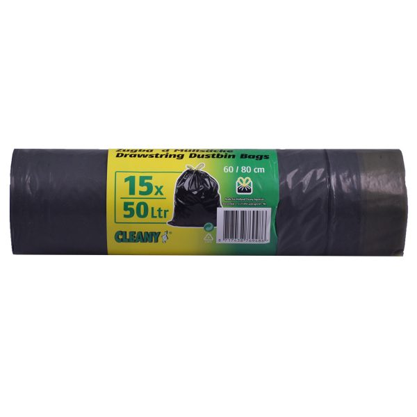 Trekband vuilniszakken 50 liter - 15 stuks