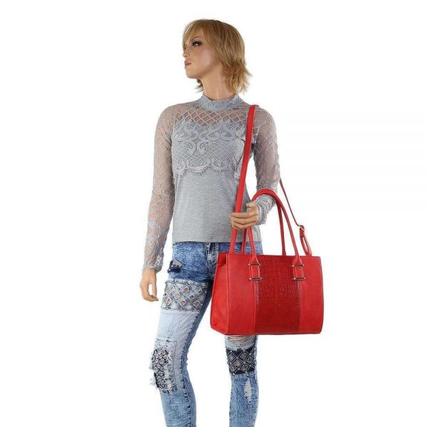 Handtas Rood Afneembare  Schouderriem 24 x 33 x 15 cm - Afbeelding 5