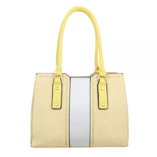 Handtas Geel Met Goud Kleurige Studs. Afneembare Schouderriem  25 x 32 x 14 cm