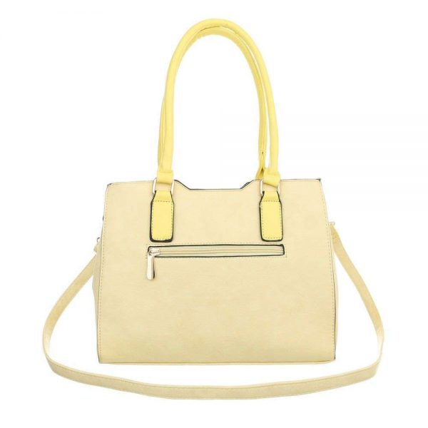 Handtas Geel Met Goud Kleurige Studs. Afneembare Schouderriem  25 x 32 x 14 cm - Afbeelding 3