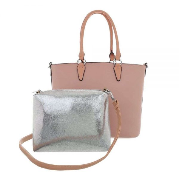 Handtas Oud Roze Met Strass, Afneembare Schouderriem  30 x 39 x 15 cm + Extra handtasje binnenin. - Afbeelding 3