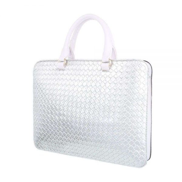 Handtas Zilver Afneembare Schouderriem & Draagbeugel. 28 x 36 x 6 cm - Afbeelding 2