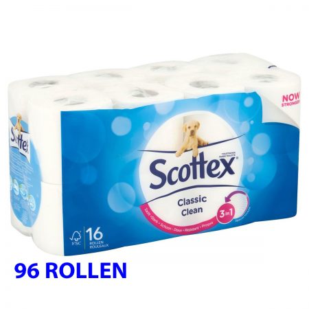 Scottex Classic Clean 2-Laags WC Papier - 96 ROLLEN - VOORDEELVERPAKKING