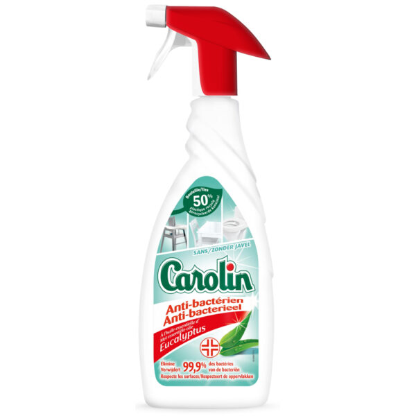 Carolin spray ontvetter eucalyptus 650ml antibacterieel