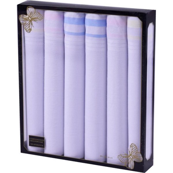 Dames zakdoek in doosje - 100% Katoen - 6st 30x30cm
