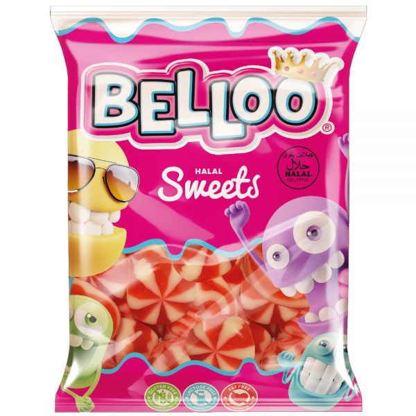 Bello sweets "Aardbei-Crème Tops" 100g Halal Gelatine