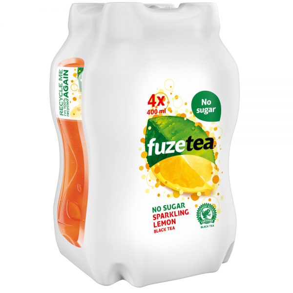 Fuze Tea Black Tea Sparkling Lemon No Sugar 4 x 400ml