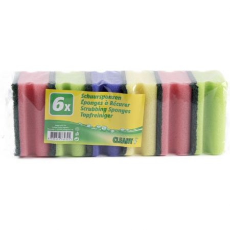 Cleany Schuursponzen Met Handgreep 6 Stuks