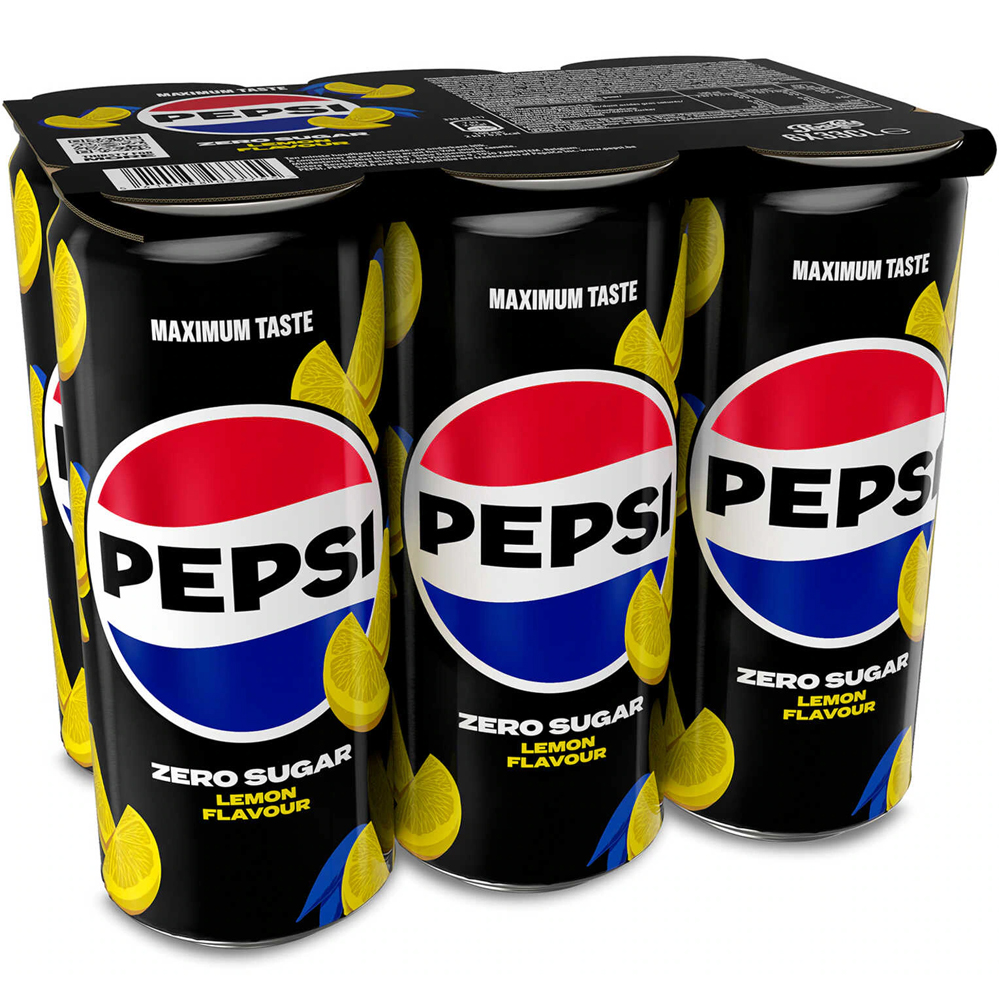 Pepsi Zero Sugar Lemon Sleek 6x33cl - Sleek Blikjes - 6-pack - Citroensmaak - Afbeelding 2