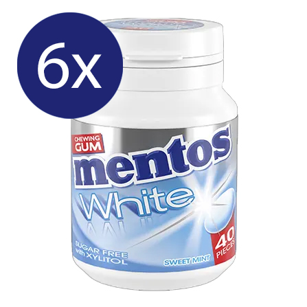 Mentos Kauwgom White Sweet Mint 6x60g