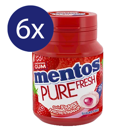 Mentos Kauwgom Pure Fresh Aardbei 6x60g