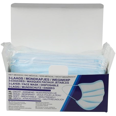 Mondkapjes 3-Laags Wegwerp Blauw 50 stuks