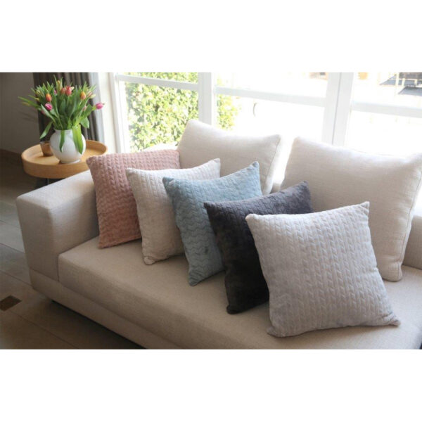SUBTILE gevulde kussens CHEVRON 50x50 cm met rits, 100% polyester, 300gr/m², kleur POUDRE - Afbeelding 2
