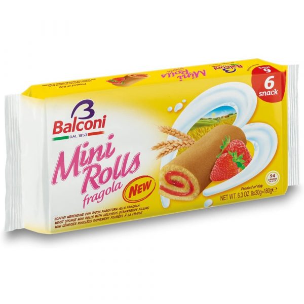 Balconi Mini Rolls Met Aardbeivulling 6x30g