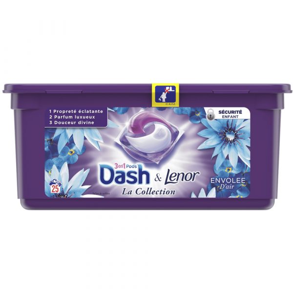 Dash & Lenor 3in1 Pods Envolee D’air – 25 wasb