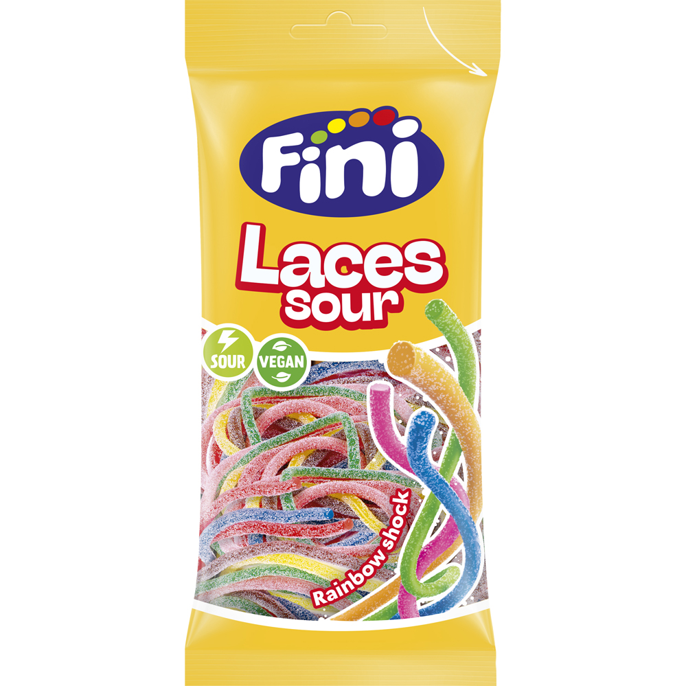 Fini Sour Laces Rainbow 90g zure regenboogveters