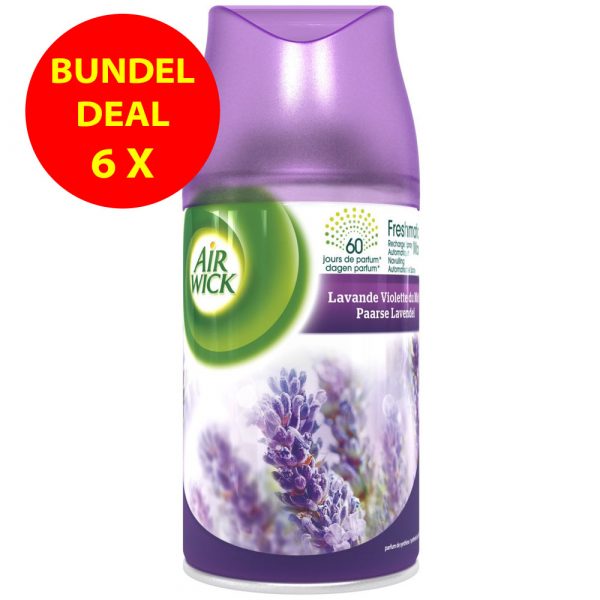 Airwick Freshmatic Navulling - Promobundel - 6 x 250ml - Paarse Lavendel