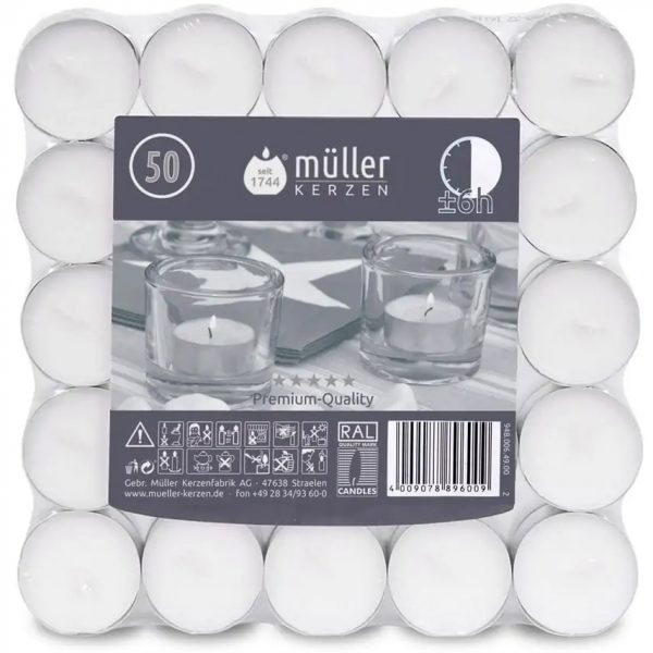 Müller Theelichtjes 6u - 50 Stuks