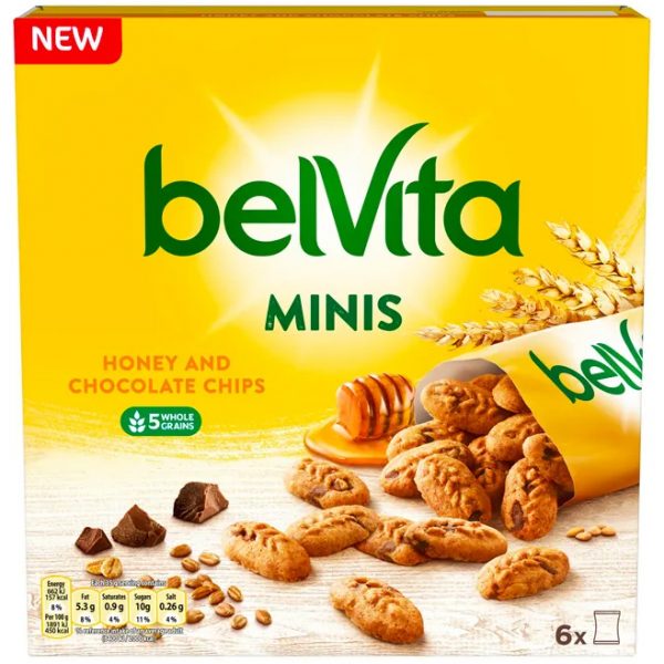 Belvita Mini Koekjes Honing & Chocolate Chips - Apart Verpakt - 6 x 35g
