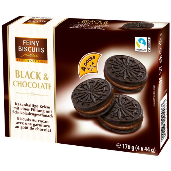 Feiny Biscuits Koekjes Black & Chocolate Apart Verpakt 4 x 44g - Afbeelding 3