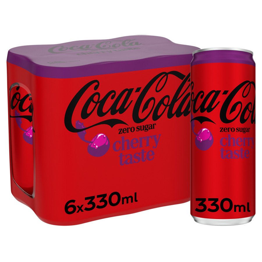 Coca Cola Zero Cherry 6 x 330ml - Sleek Blikjes - 6-Pack - Afbeelding 2