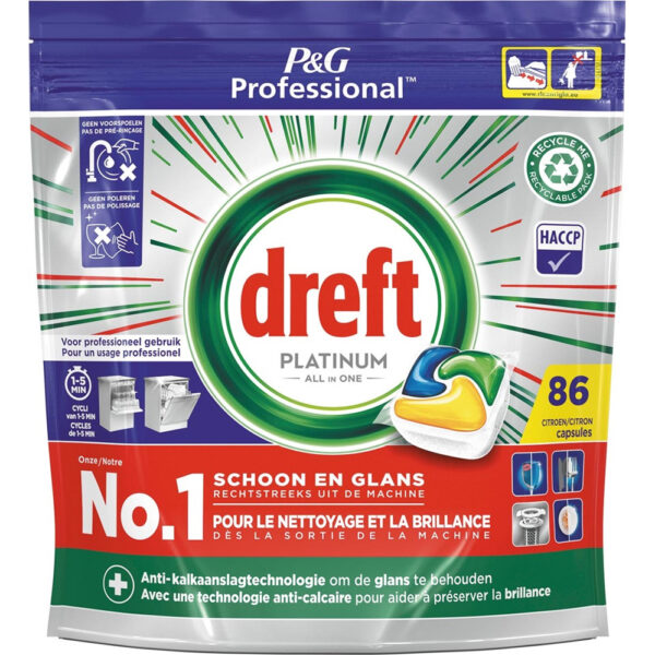 Dreft Platinum Vaatwas Capsules Citroen 86 Stuks