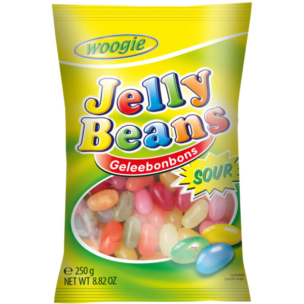 Woogie Snoepjes Sour Jelly Beans 250g – Zure Snoepjes Met Verschillende Smaken - Afbeelding 2