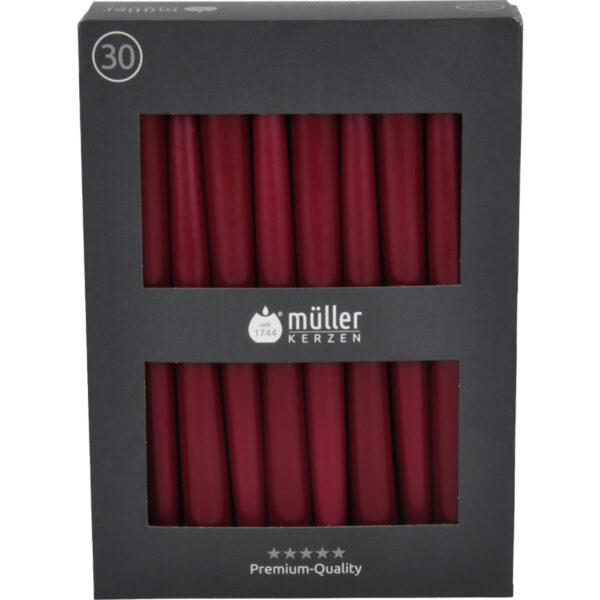 Müller Tafelkaarsen 27cm Bordeaux 30 Stuks
