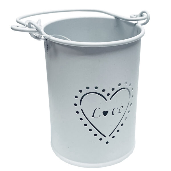 Theelichthouder "Love" Wit Hangend 6 x 8cm