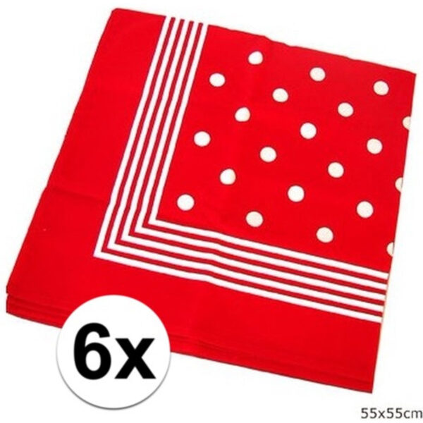 Rode Boerenzakdoeken Met Stippen 6 Stuks 55x55cm