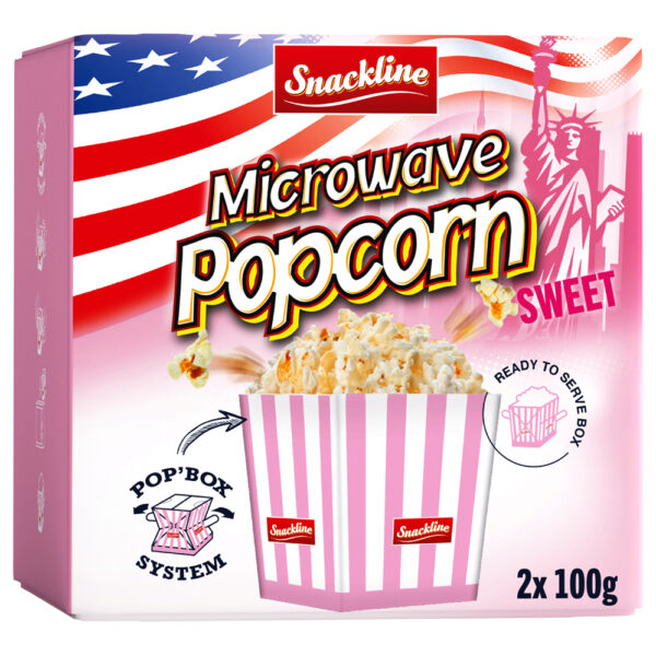 Snackline Microwave Popcorn Gesuikerd 2 x 100g - Afbeelding 2
