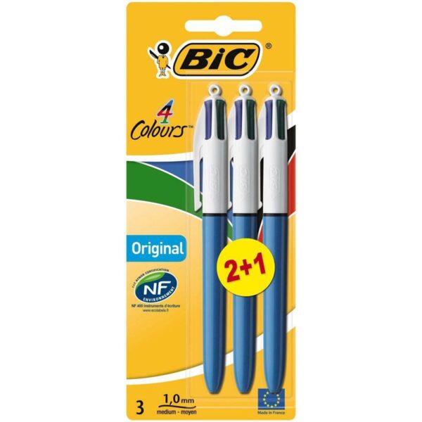 BIC 4 Kleuren Balpen 3 Stuks