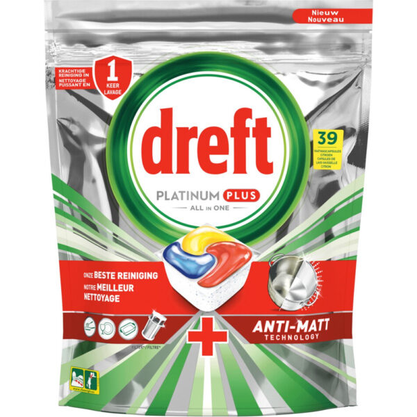 Dreft Vaatwascapsules Platinum Plus Anti-Matt Citroen 39 Capsules